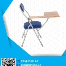 Ghế gấp liền bàn khung inox lưng nhỏ mặt gỗ cao su
