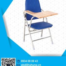Ghế gấp liền bàn lưng cao khung inox mặt gỗ cao su