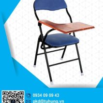Ghế gấp liền bàn khung sắt sơn tĩnh điện lưng nhỏ mặt gỗ cao su